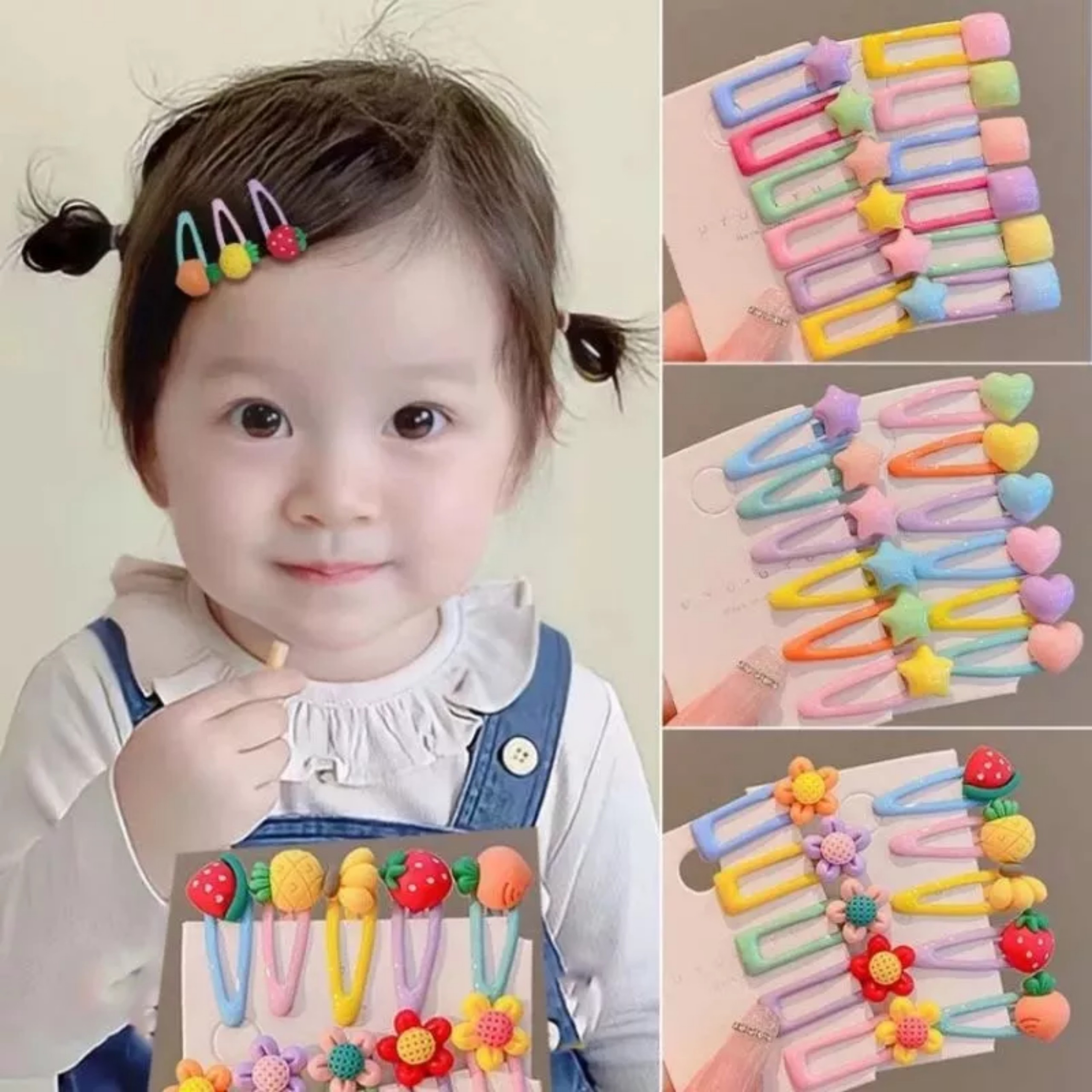 Vỉ 5 kẹp tóc đáng yêu cho bé gái