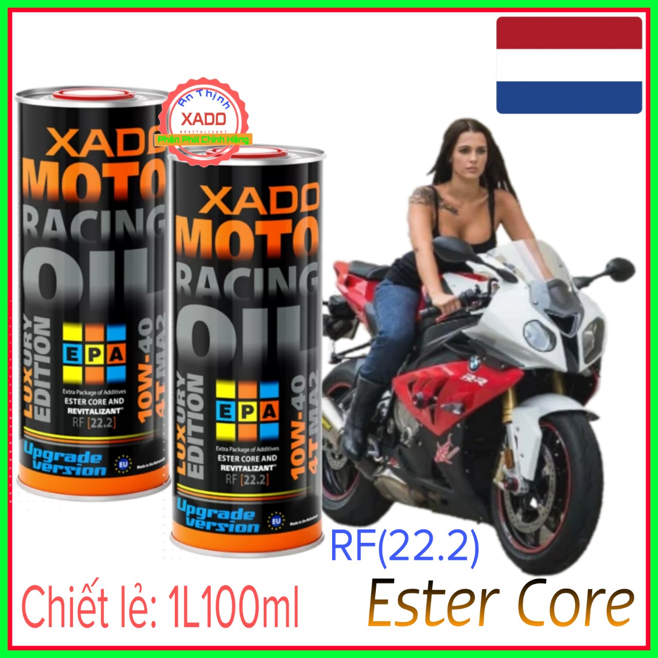Chiết lẻ 1l 100ml - siêu phẩm dầu nhớt -phiên bản nâng cấp-upgrade version-100% tổng hợp xado ester core and revitalizant -rf - hệ số phục hồi 22.2 1l