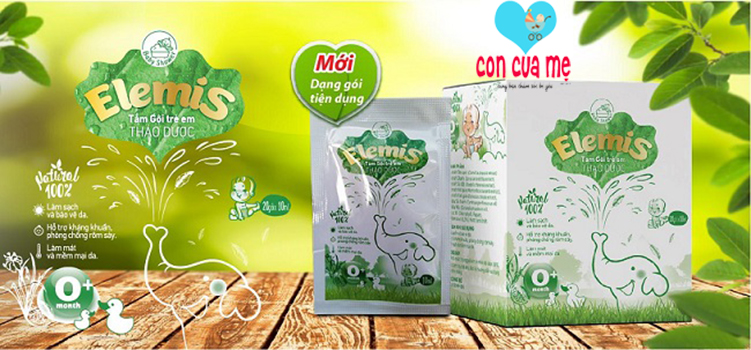 [Có bán lẻ] Hộp 20 gói 10ml tiện lợi tiết kiệm Nước tắm gội thảo dược cho trẻ sơ sinh và trẻ nhỏ ELEMIS