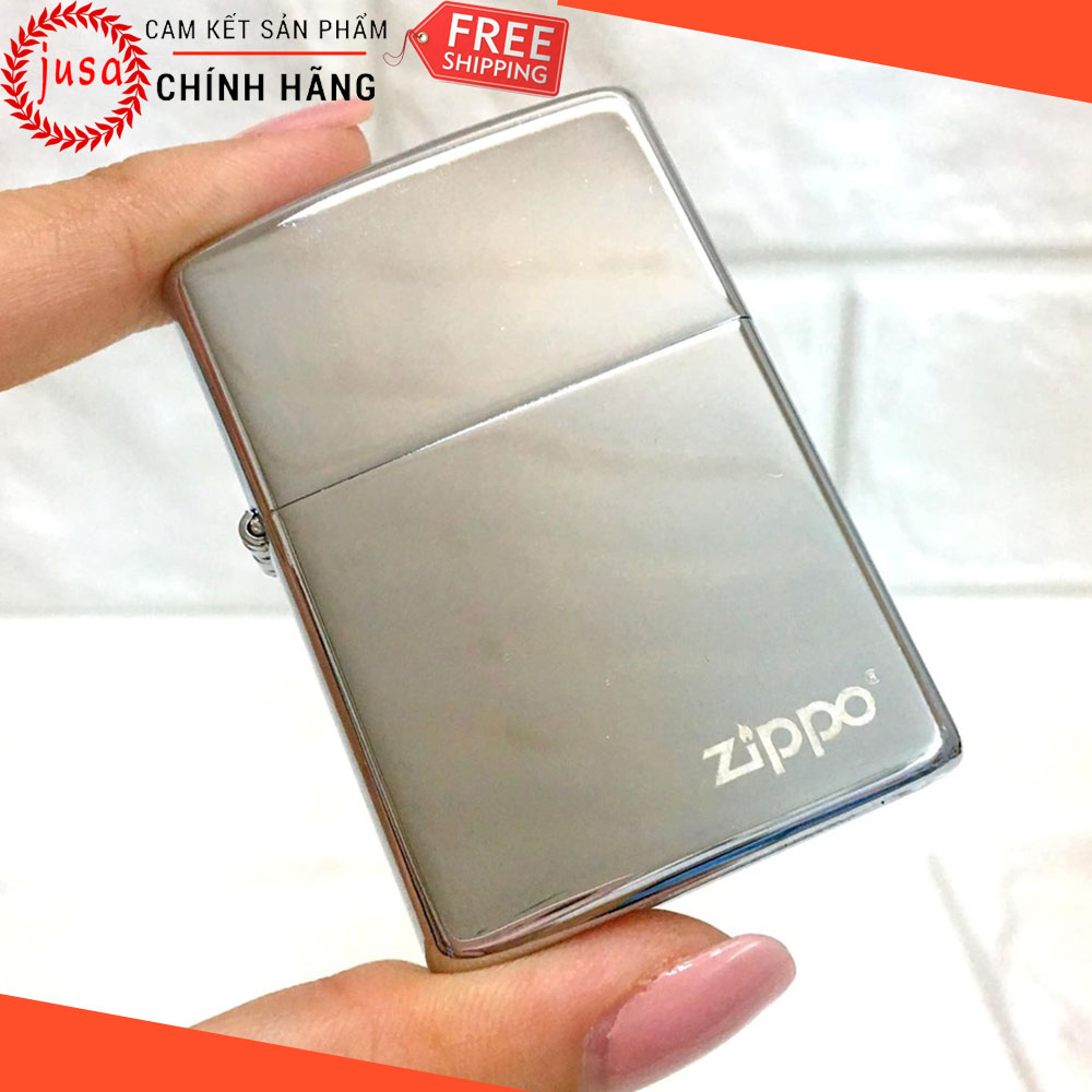 [HCM][ Quà Tặng ] Bật Lửa – Hộp Quẹt Mỹ Cao Cấp – Bạc Trơn Bóng (Có Tem Đỏ) – Tặng 1 Vỉ 7 Viên Đá Đánh Lửa Siêu Nhạy + 1 Bấc Zippo Cao Cấp - Junsam