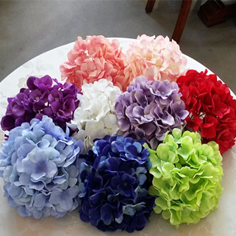 Đầu bông tú cầu lụa trang trí,hoa tú cầu nhỡ trang trí