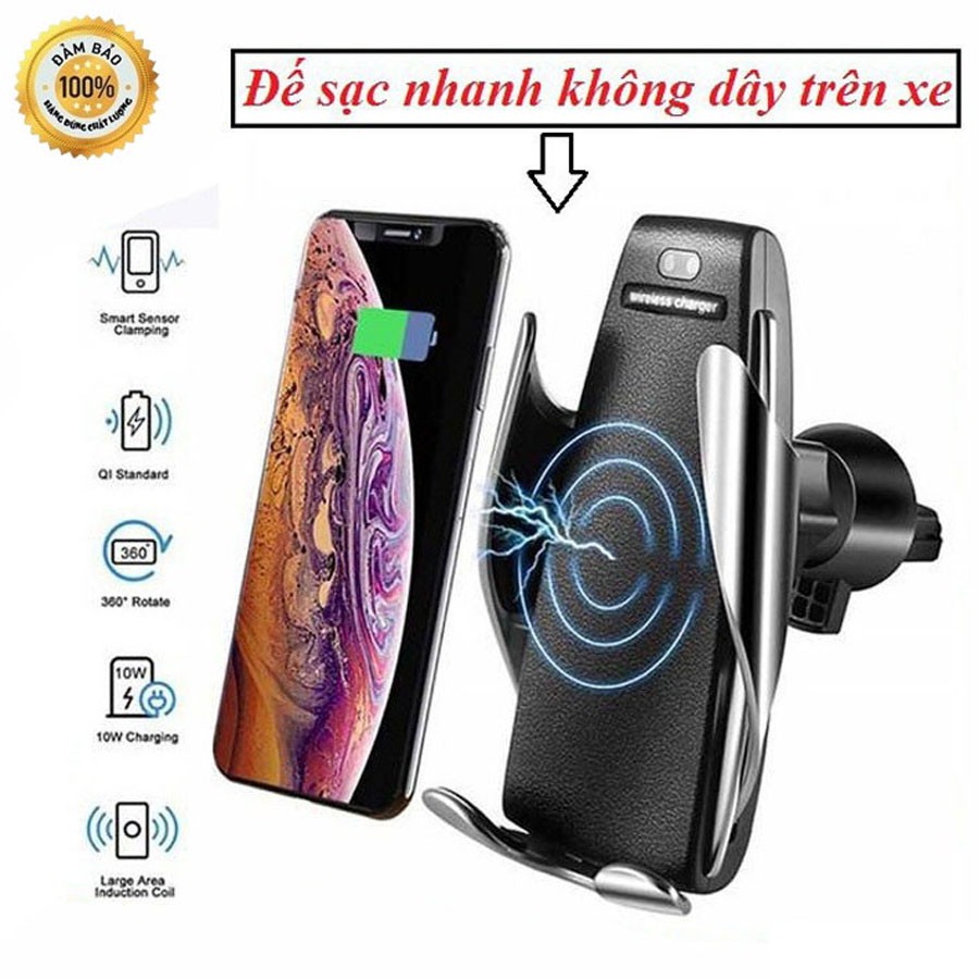 [HCM]Bộ sạc không dây Sạc Không Dây Cảm Ứng S5 Cao Cấp Độ Tương Thích Cao Với Mọi Loại Xe Điện Thoại Sam Sung - Iphone.......Bảo Hành Uy Tín