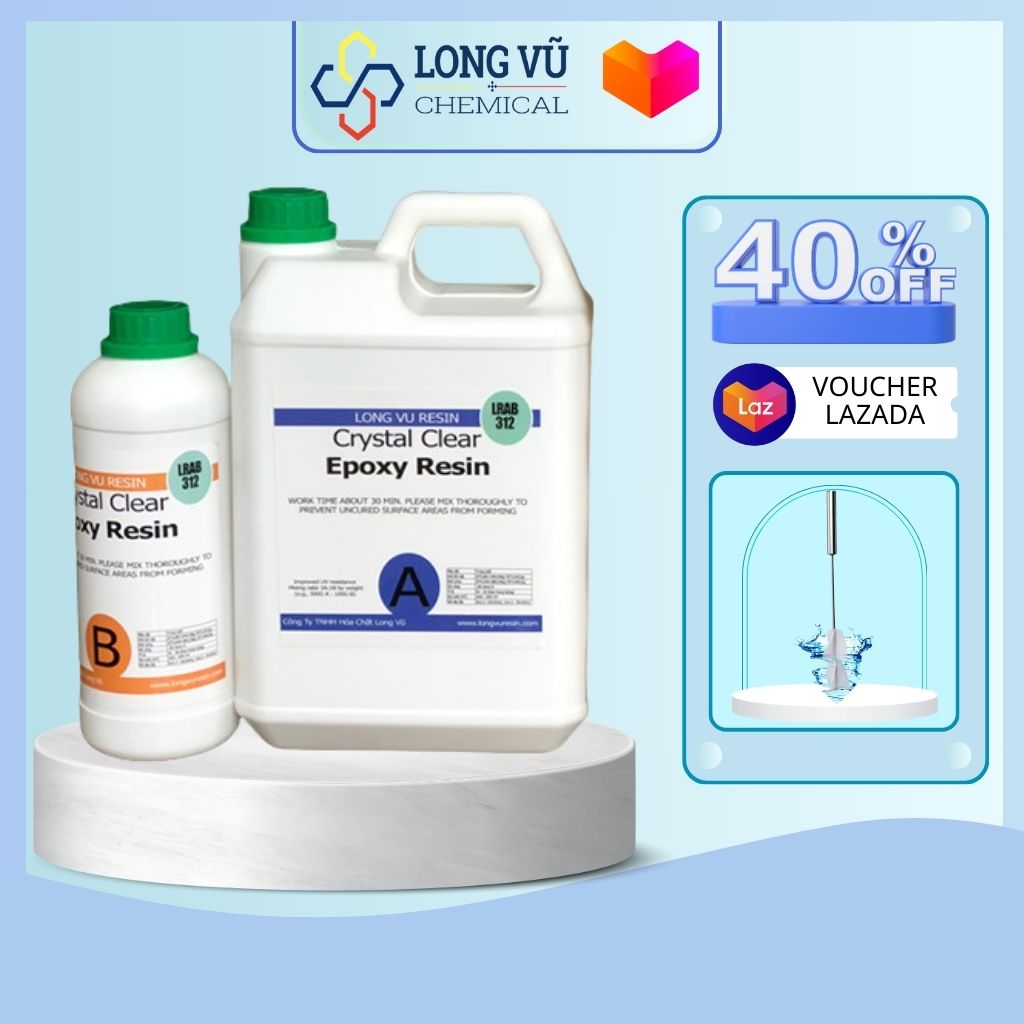 Bộ 4kg epoxy resin trong suốt cao cấp - crystal clear epoxy resin lrab312