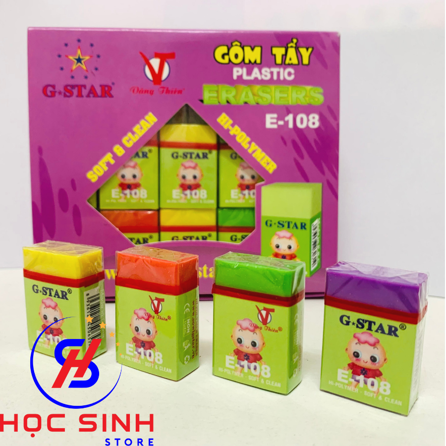 Combo 5 cái gôm tẩy bút chì gstar e108 nhiều màu, dễ thương - k pen