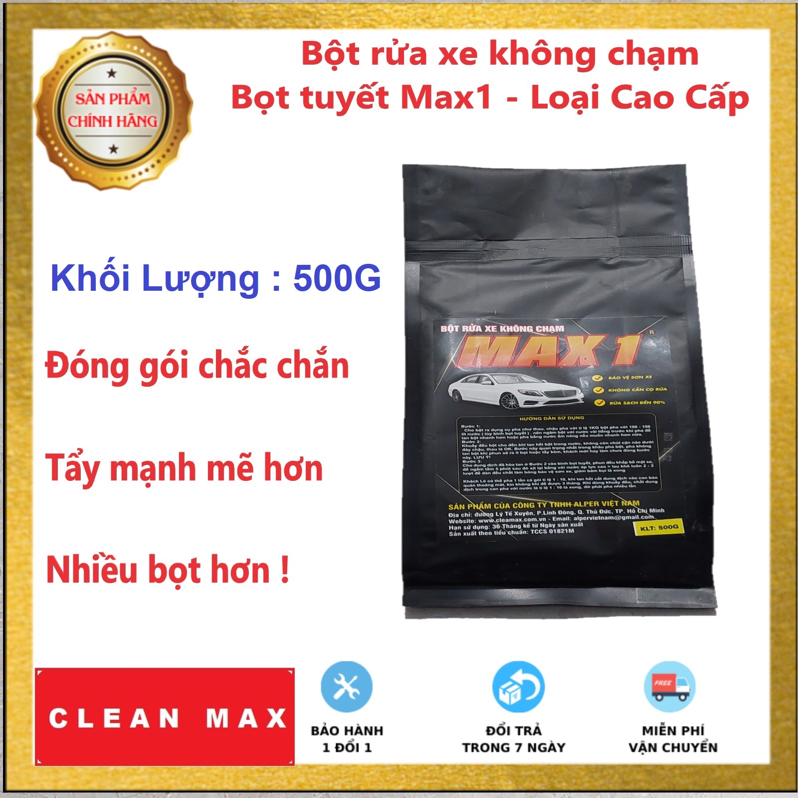 Bột rửa xe không chạm Max1 đen đậm đặc 500G