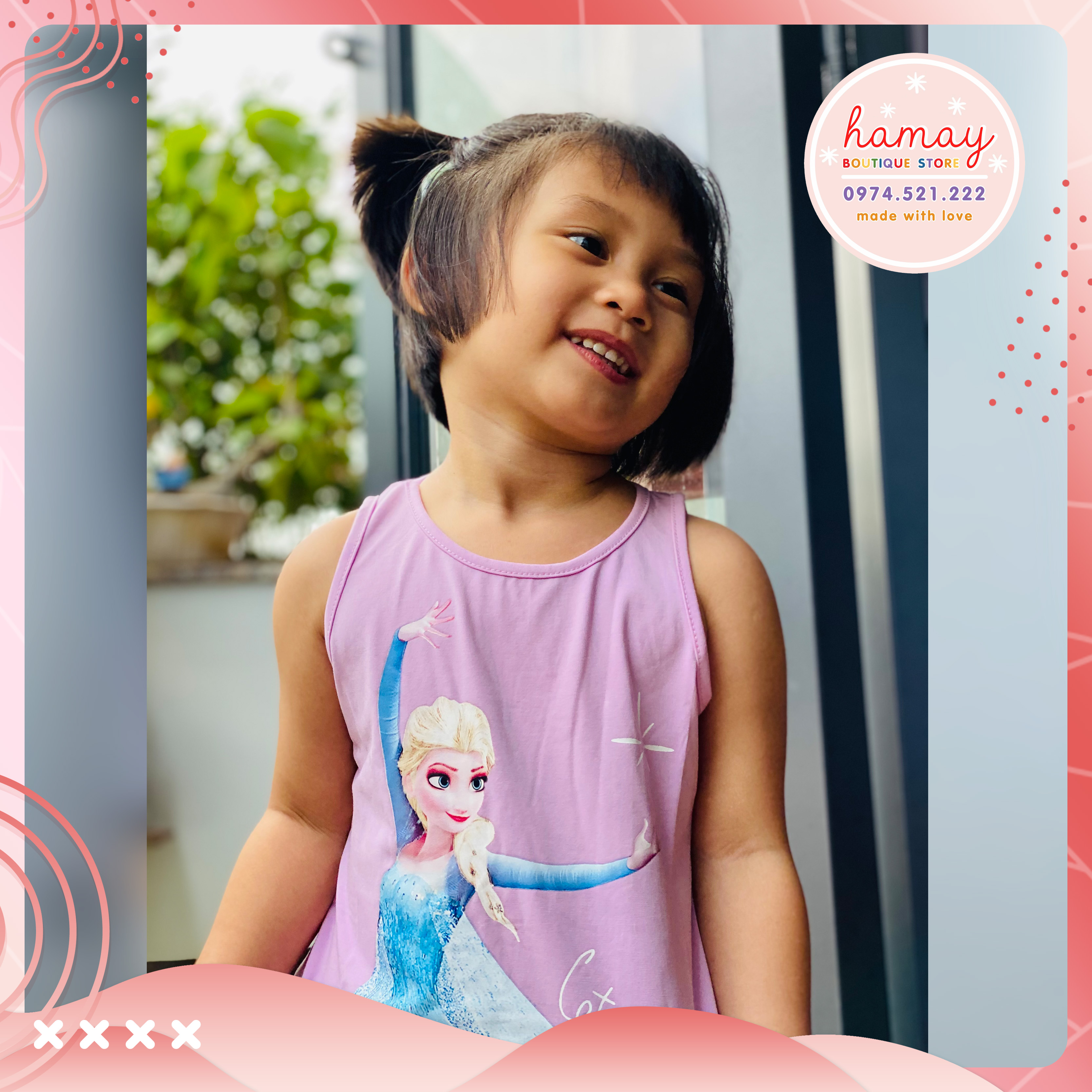 Đầm thun cotton cao cấp Elsa cho bé từ 12 đến 33Kg