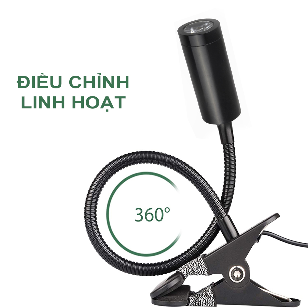Đèn học và đọc sách Kẹp đầu giường, Tích hợp đèn ngủ Led 3W, Loại ánh sáng chiếu rọi điểm - T002