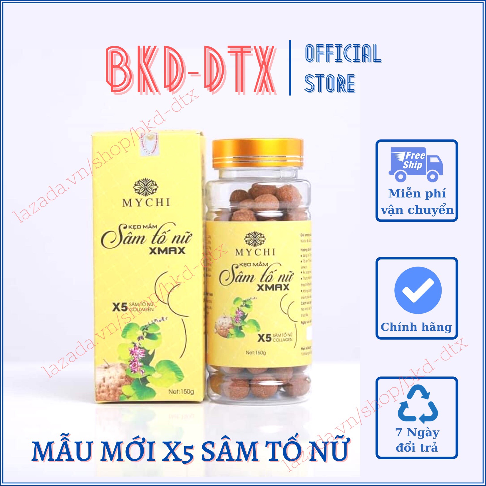 Kẹo mầm sâm tố nữ mychi xmax x5 - gấp 5 lần sâm tố nữ, sâm maca peru, collagen