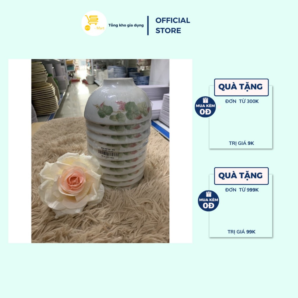 Bộ 10 bát chén ăn cơm,chén cơm ck 3014 men sứ trắng, mẫu mã đẹp mta-mart2