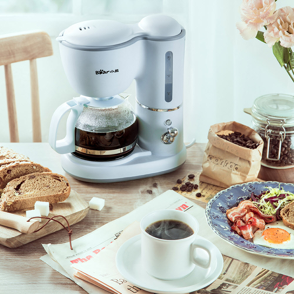 Quà Tặng Giá Trị 299K - Máy pha cà phê gia đình, nhỏ giọt điều chỉnh nhiệt độ 600ml PP Nhật Bản - Máy Pha Trà Và Cà Phê Bear KFJ-A06K1(0,6L) Công Suất 550W - Pha 5 ly 1 lần