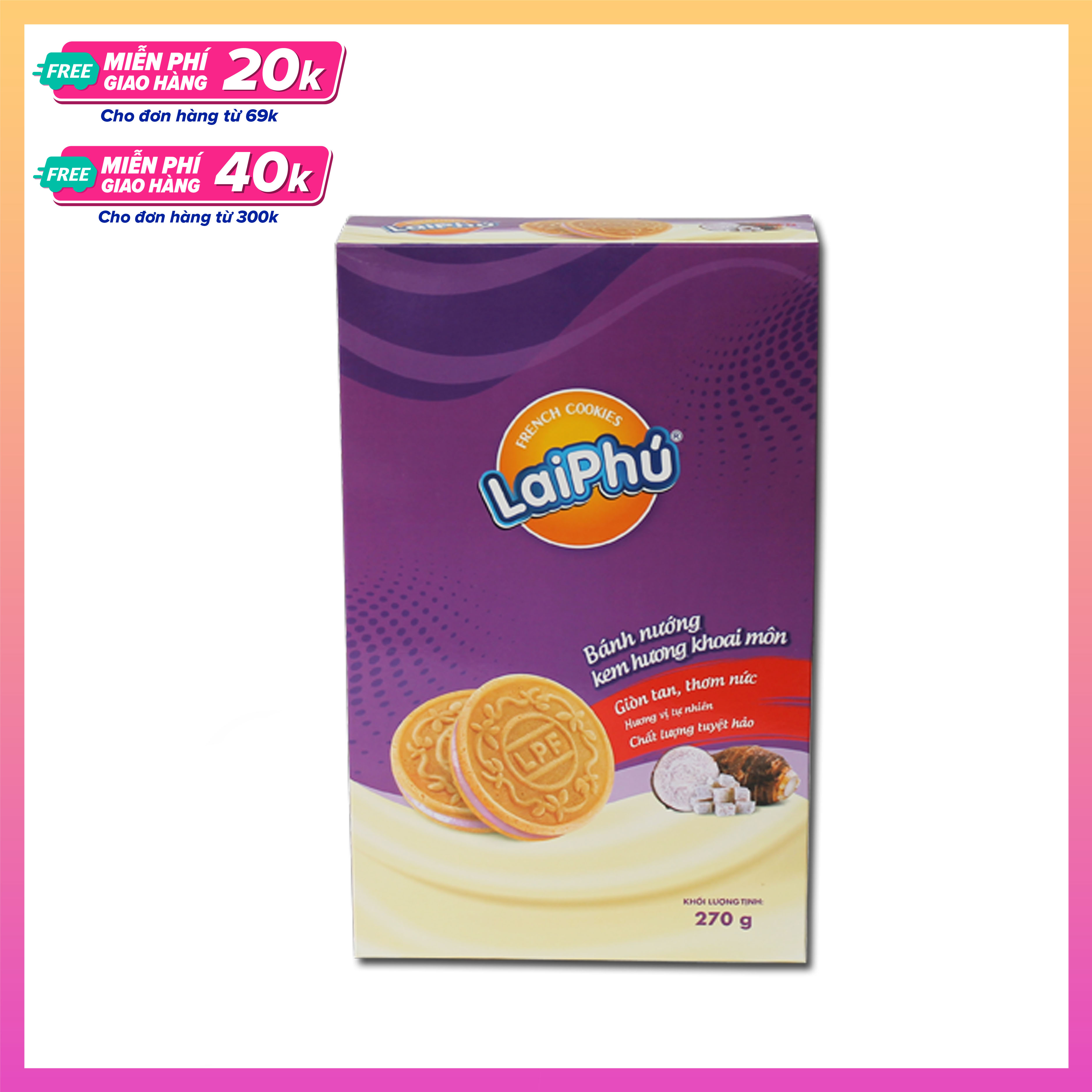 Bánh French Cookies Lai Phú Kem Khoai Môn (270G)