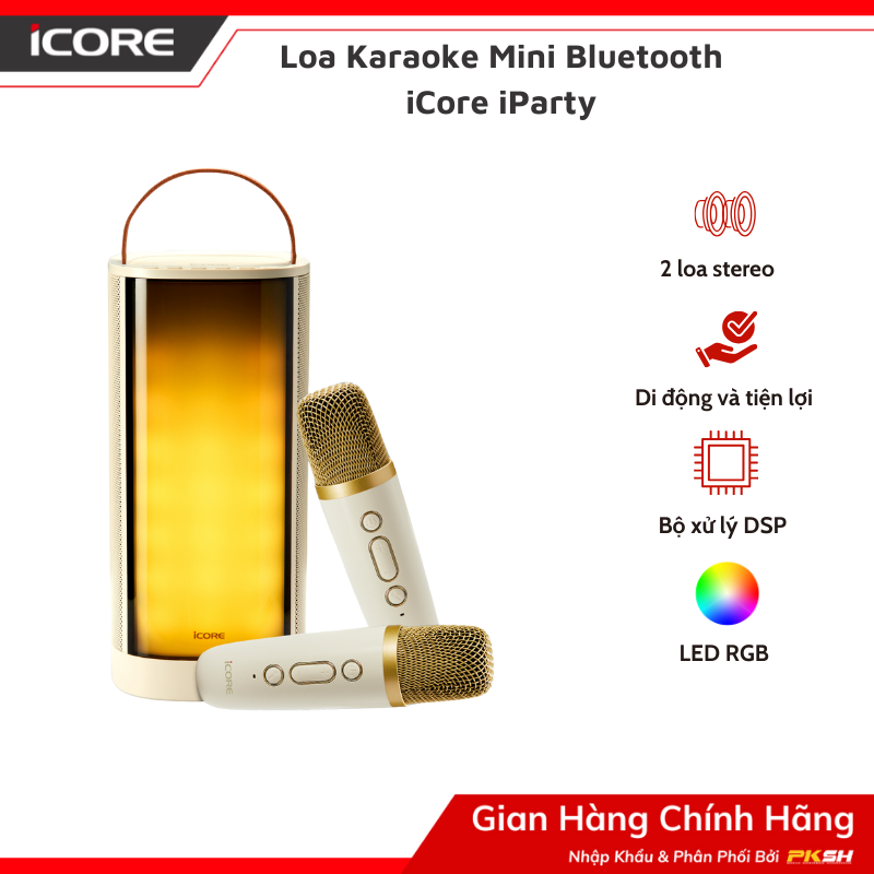 Bộ Loa Mic Karaoke Mini Bluetooth iCore iParty - Hàng chính hãng
