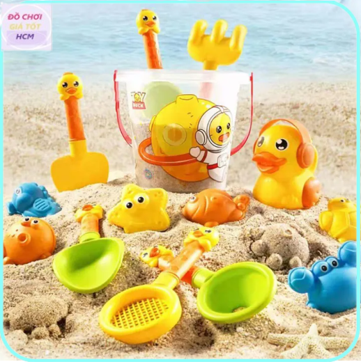 Bộ đồ chơi xúc cát vịt vàng đồ chơi đi biển 14 món cho bé - Đồ Chơi Dưới Nước Bồn Tắm Cho Bé