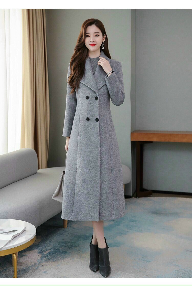 ÁO KHOÁC DẠ CỔ VEST PHOM DÀI SIÊU SANG - QC440878
