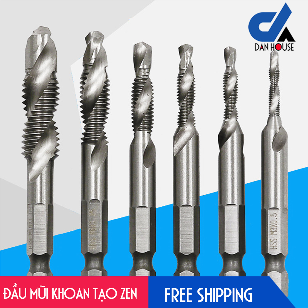 Bộ 6 mũi khoan taro hss 4341 tạo ren cao cấp, giúp tiết kiệm thời gian thi công, tiết kiệm chi phí siêu tiện lợi. m3, m4, m5, m6, m8, m10