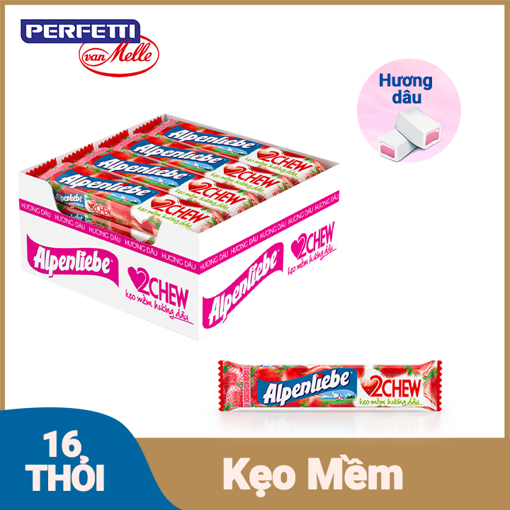 Kẹo Alpenliebe 2Chew Hương Dâu Phiên Bản Câu Chúc Tết 2022 (Gói 16 Thỏi)
