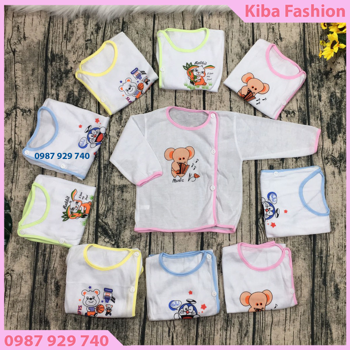 Combo 10 áo sơ sinh dài tay rẻ 2-5kg chất cotton assd -tk080  quần áo sơ sinh áo sơ sinh
