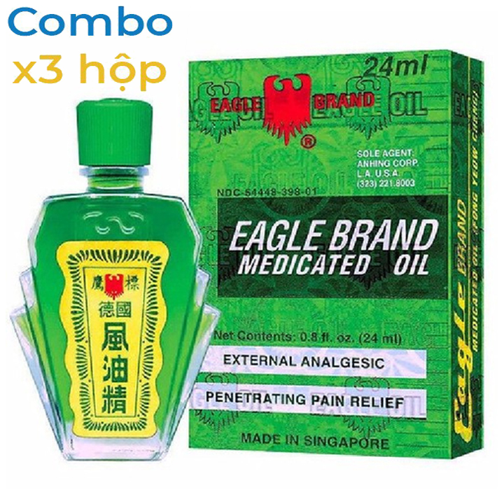 [HCM]COMBO 3 Hộp Dầu Gió Xanh 2 Nắp SINGAPORE Nhập Khẩu Chính Hãng - 24ml