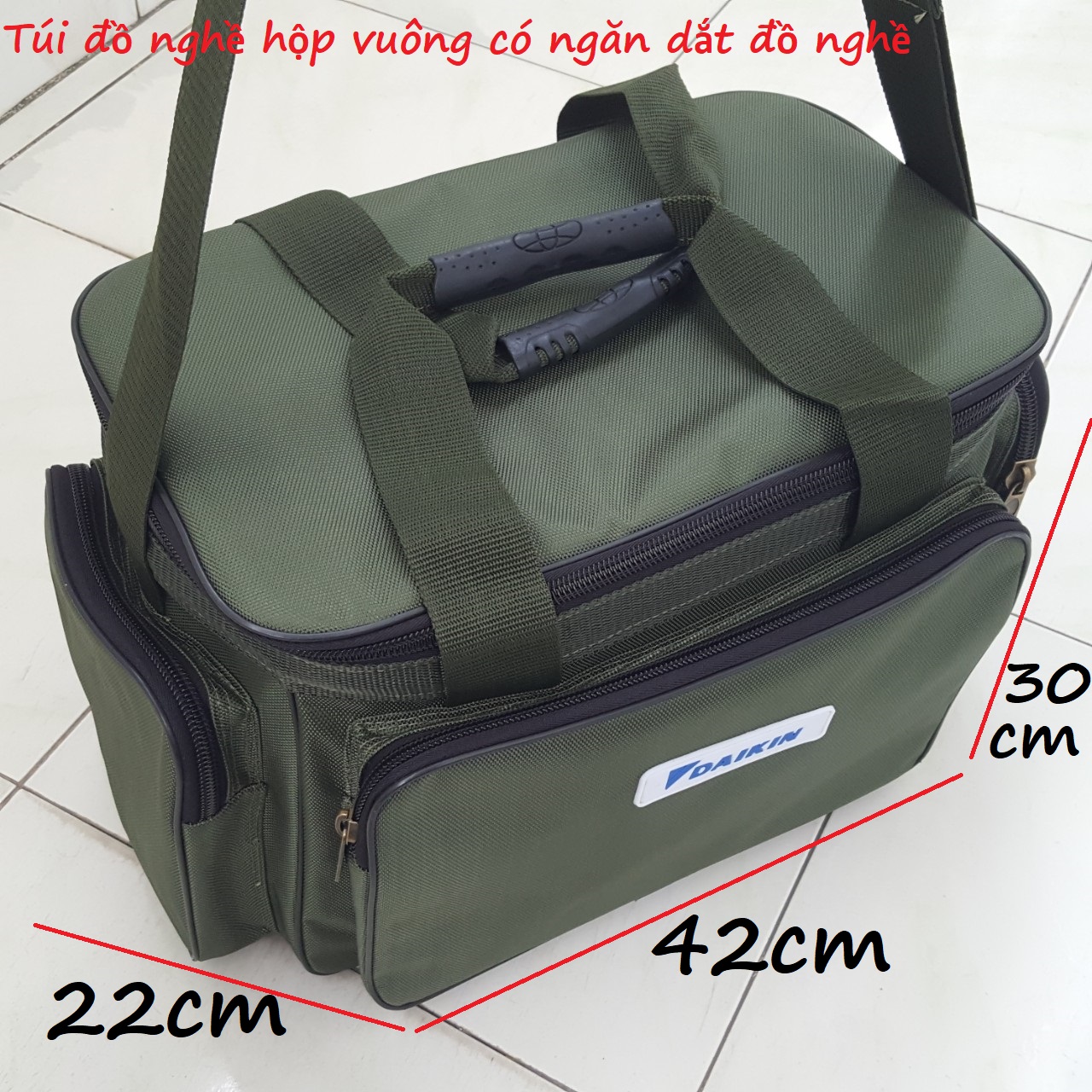 Túi đựng đồ nghề có ngăn dắt đồ nghề phía trong khóa đồng ( 20inch )