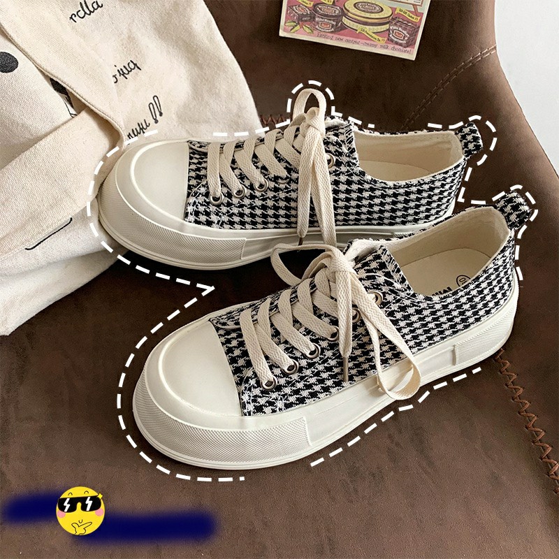 TỔNG KHO ⚡ Giày thể thao nữ hàn quốc kẻ Karo đế độn 3cm hottrend thời trang mẫu mới dễ phối đồ phong cách trẻ trung năng động
