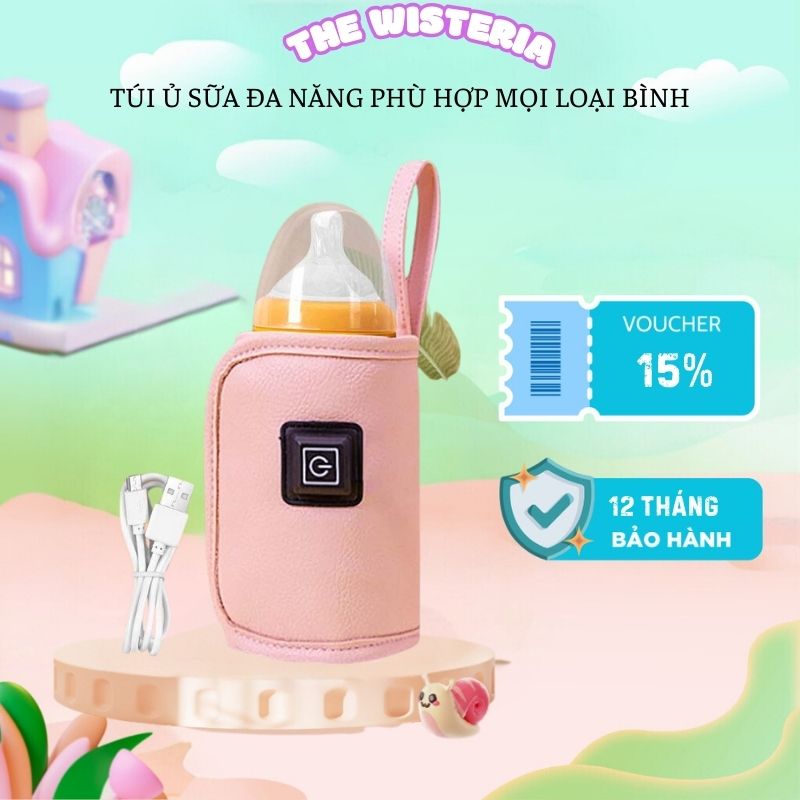 Túi Ủ Sữa Warm Bear phù hợp với tất cả loại bình chất liệu da, nhiều chế độ - Máy hâm bình sữa cao cấp xách tay sử dụng bộ sạc di động thông minh đầu cắm USB tiện lợi, thiết kế nhỏ gọn