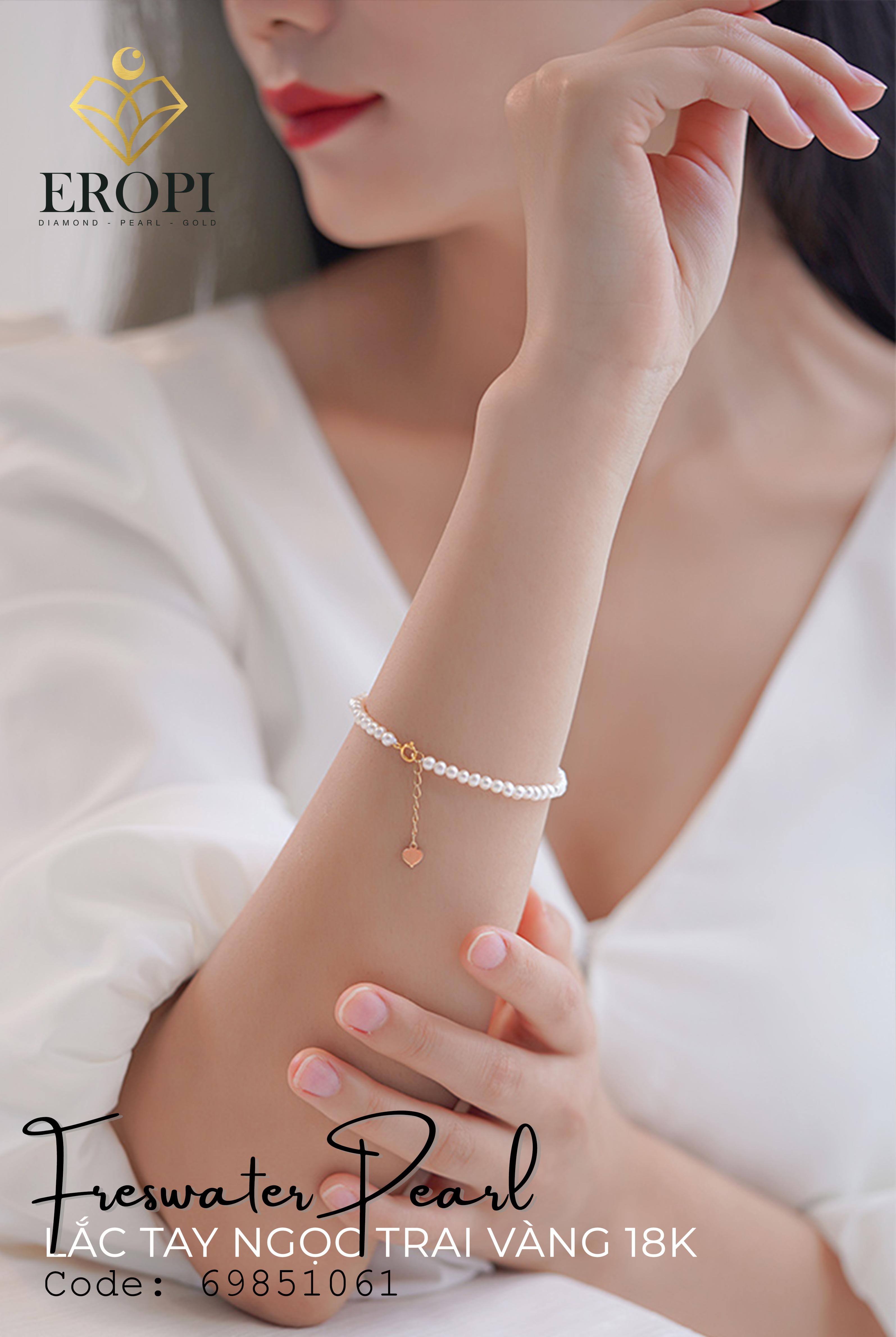 Lắc tay nữ ngọc trai thật vàng 18k Amanda - Eropi Jewelry