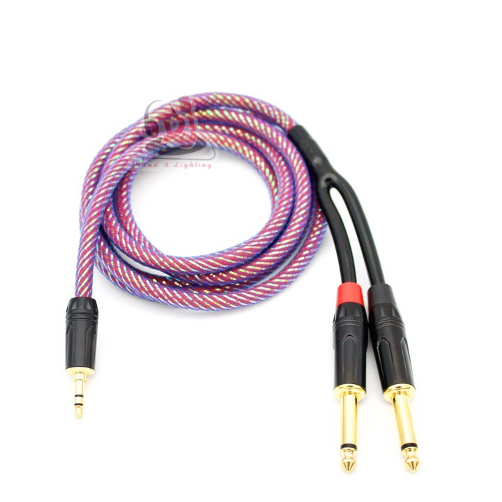 Dây giắc 3.5mm ra 2 đầu 6 ly loại 03 mét dây tín hiệu rắc 3.5mm dây 3.5mm ra 2 đầu 6 ly