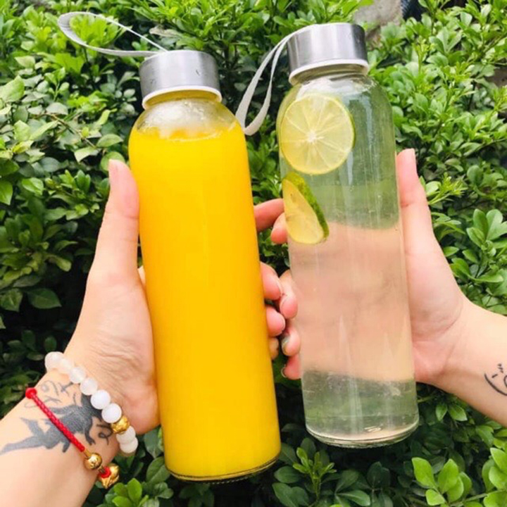 Bình thủy tinh 500ml- chai đựng nước có quai