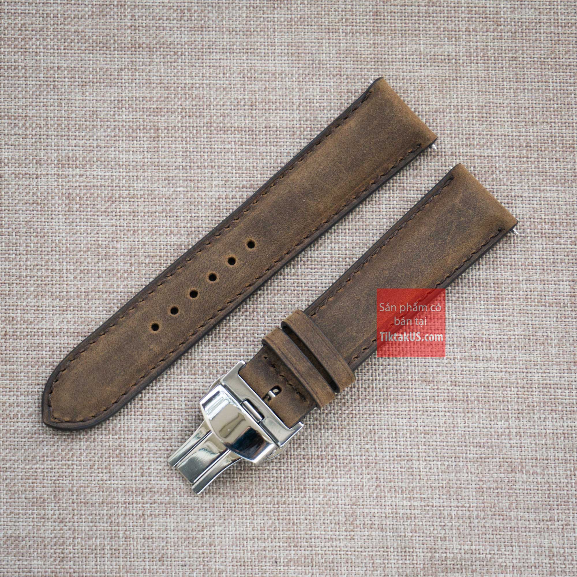 [HCM]Dây đồng hồ da bò thật khóa bướm chống gãy dây - da sáp  đủ size 18mm - 19mm - 20mm - 21mm - 22mm