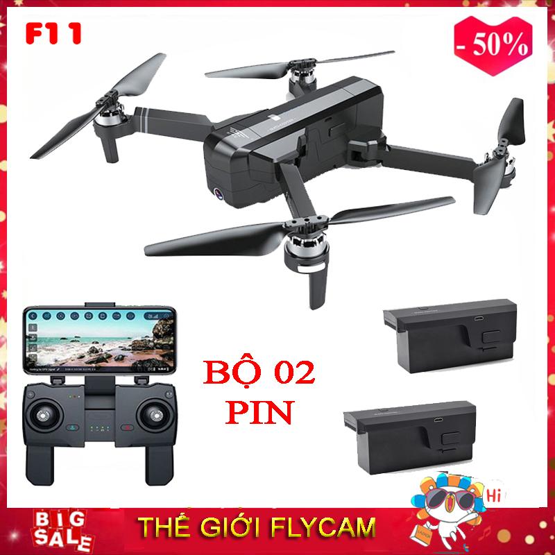 [Bộ 02 pin] Flycam cao cấp, Máy bay Flycam SJRC F11 Camera 1080p. Bay 25 phút. Khoảng cách bay 1200m FPV 500m -Động cơ không chổi than. ( Bugs 5w, s70w, jjrc x5)