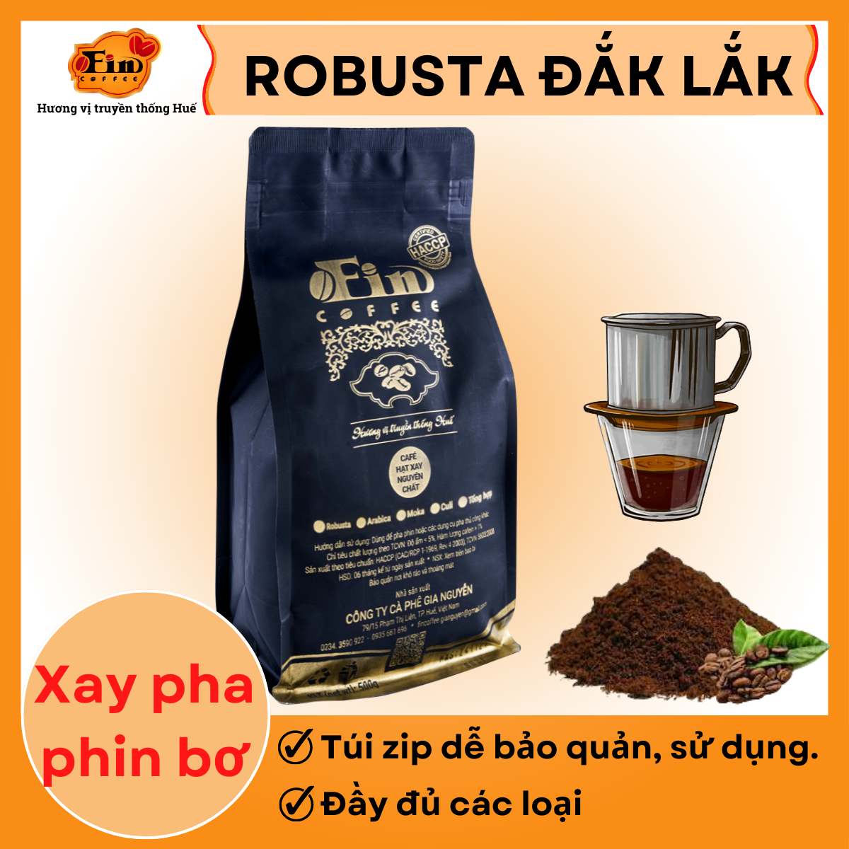 HCM - Cà phê nguyên chất pha phin Robusta Đắk Lắk - FIN COFFEE