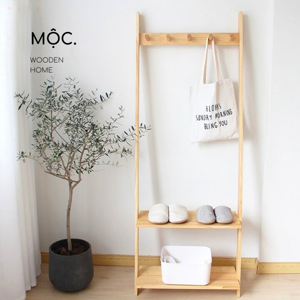 Kệ Treo Đồ Đa Năng / Giá Treo Quần Áo Gỗ Thông / Kệ Thang Gỗ Dựa Tường - Mộc. Wooden Decor