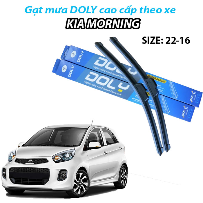 Gạt mưa ô tô, Gạt mưa Silicon xe Kia Morning 2006 đến 2020 (22''-16'') hàng Doly-cần gạt mưa silicon , gạt sạch êm giúp lái xe an toàn