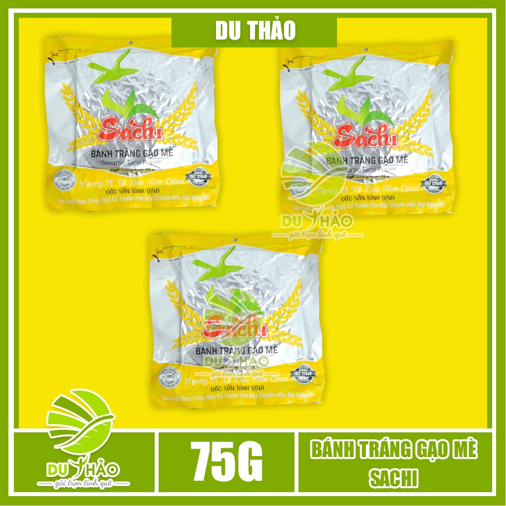 Combo 3 gói bánh tráng Sachi, bánh tráng nướng sẵn không đường, đặc sản Bình Định