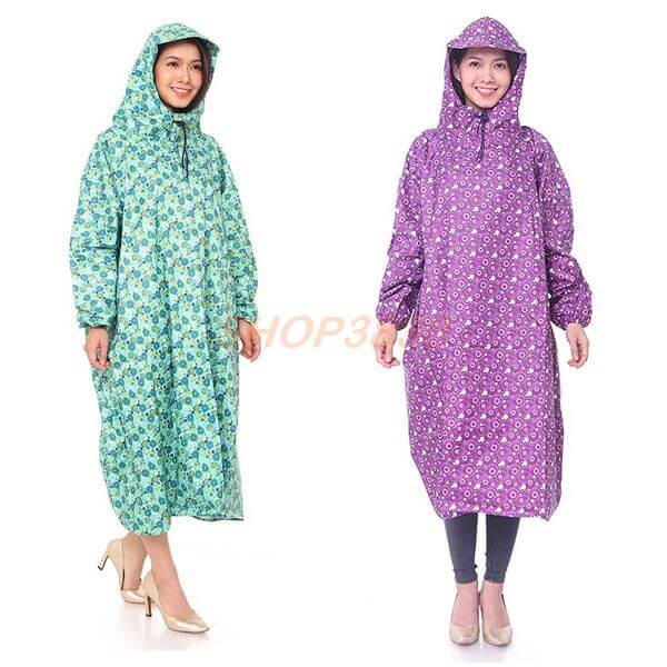 Áo Mưa Bít Vải Dù 1m4 Hoa Không Thấm Nước ( Không Xẻ Tà )