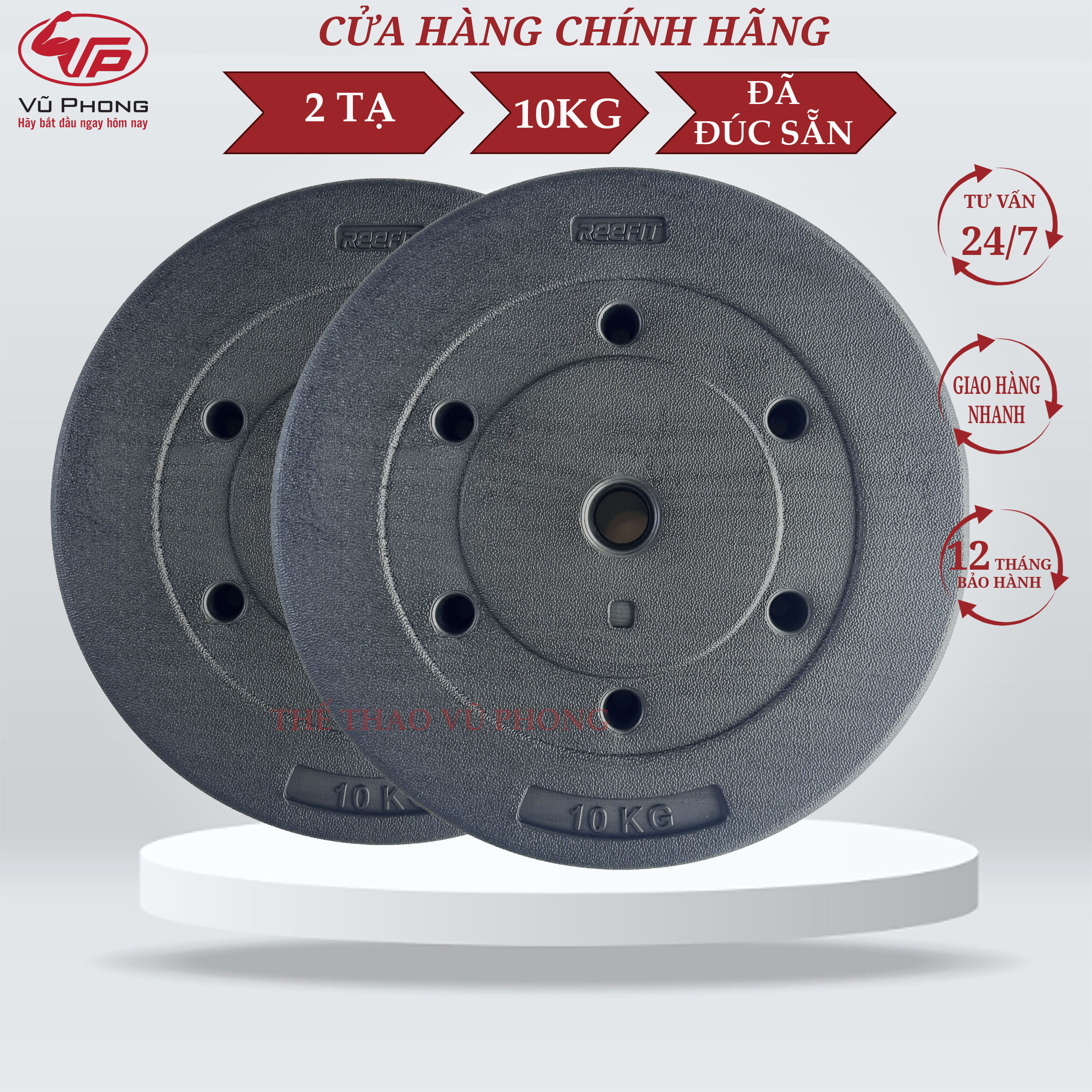 Bộ 2 tạ nhựa miếng tròn 10kg