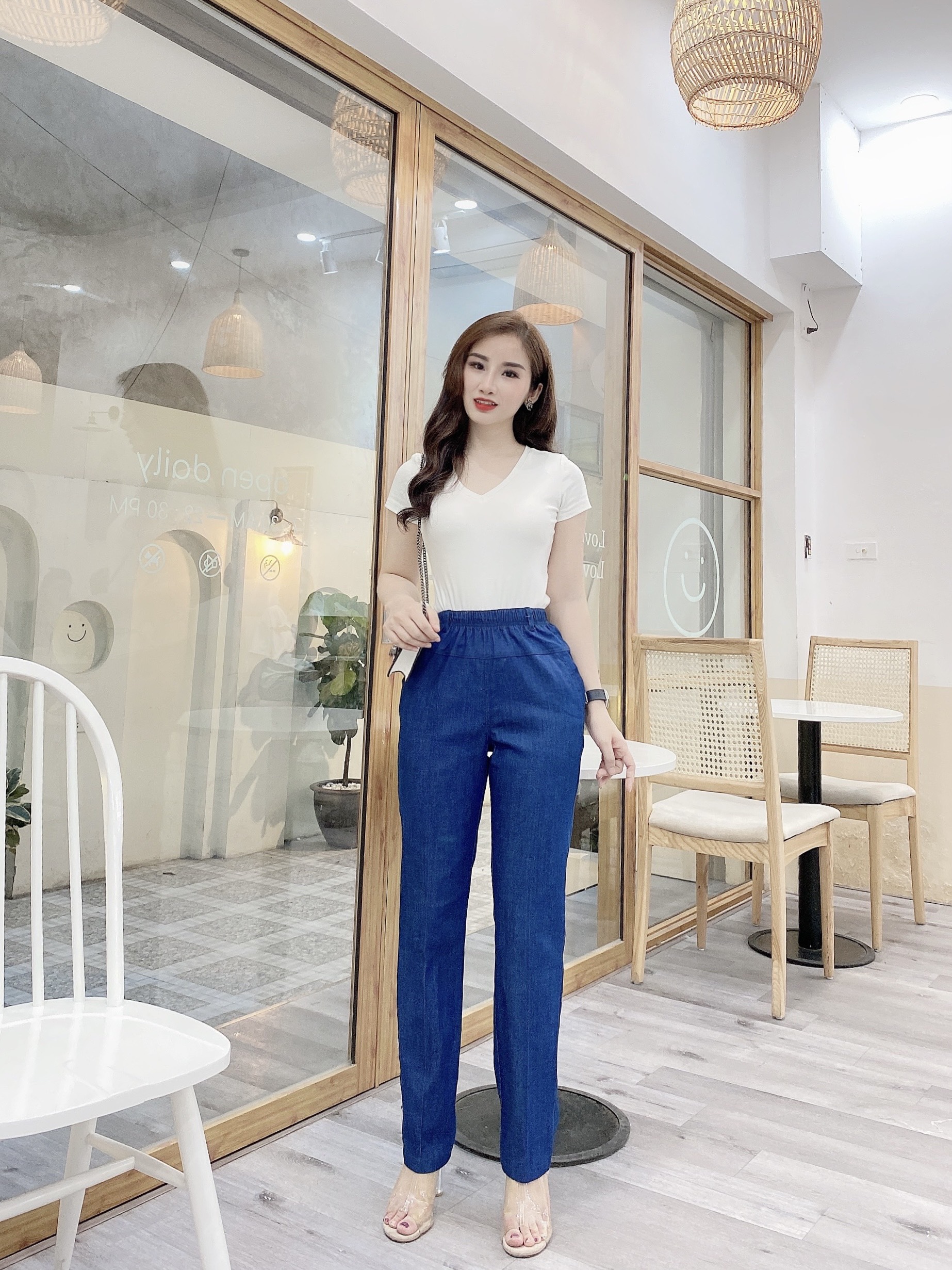 Quần Jean lửng nữ cạp chun
