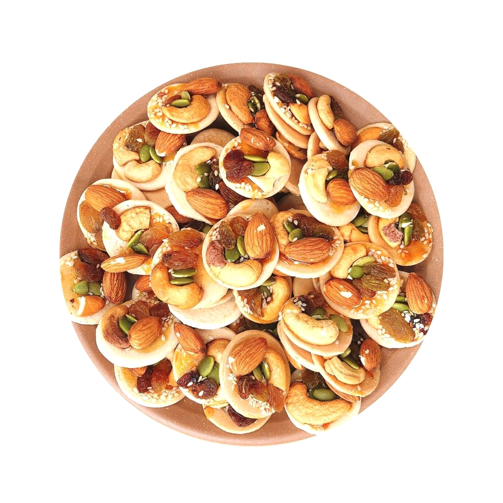 Hộp 350gr bánh hạnh phúc mix hạt thập cẩm Handmade mạch nha nếp