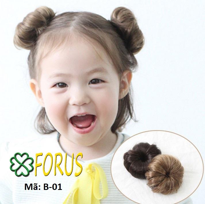 Tóc búi natra trẻ em, màu [nâu đỏ 2/33] tóc giả trẻ em
