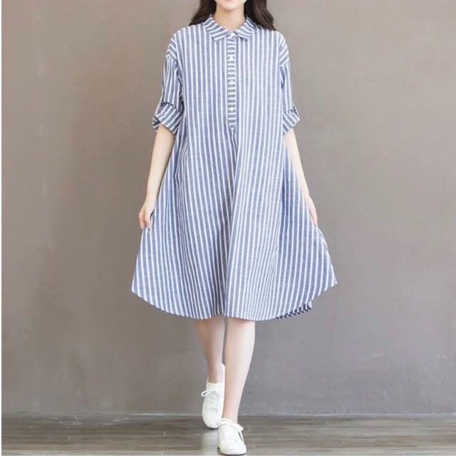 Đầm sọc xanh form A