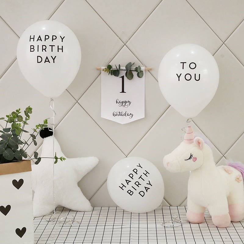SET BÓNG TRẮNG HAPPY BIRTHDAY TO YOU KÈM DÂY DỪA TRANG TRÍ
