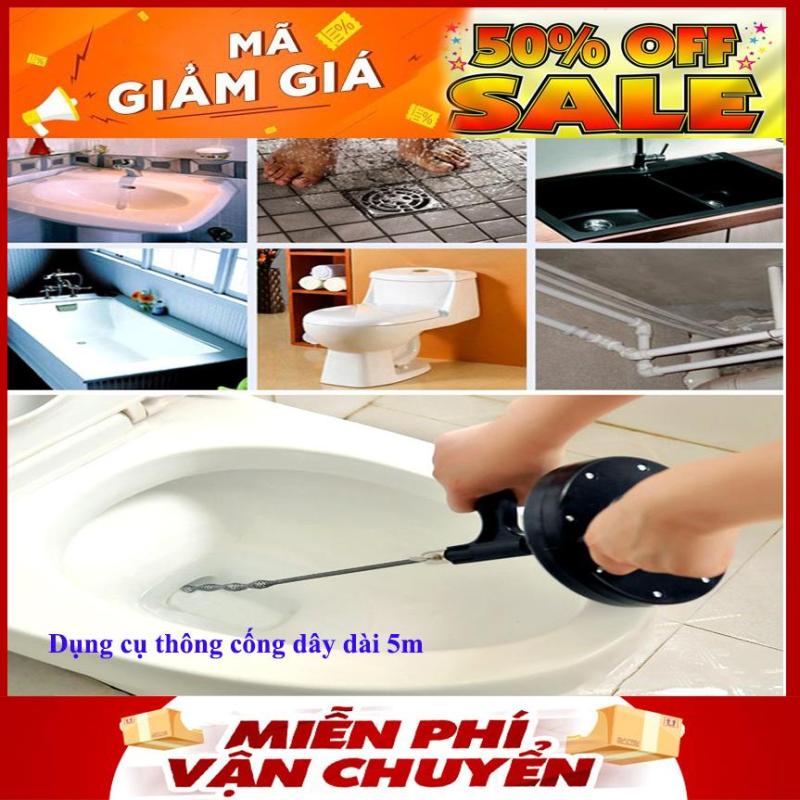 [HCM](LOẠI 1)​​​​​​Dụng cụ thông tắc cống tắc bồn cầu Chậu Rửa Nhà TắmBồn Rữa Chén Bát đa năng Dụng cụ thông tắc cống Cây thông bồn cầu Dài 5m tiện lợi khỏi lo việc tắc cống.
