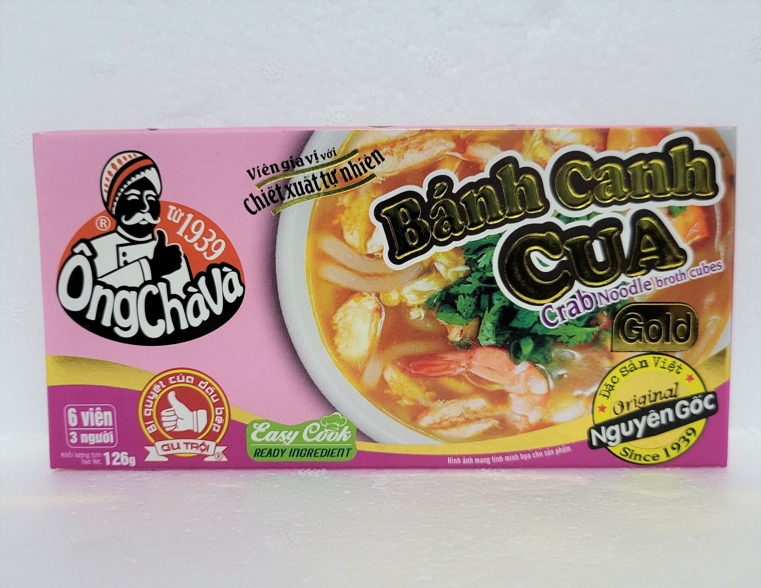 [OCV Hộp 126g – BÁNH CANH CUA ] VIÊN GIA VỊ NẤU ĂN [VN] ÔNG CHÀ VÀ Crab Noodle Broth Cubes