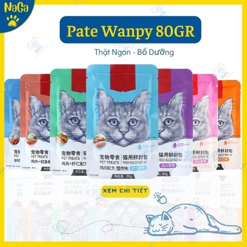 Pate cho mèo Wanpy Gói 80gr - Thức ăn cho mèo dạng soup - NaGa Tạp Hóa Thú Cưng