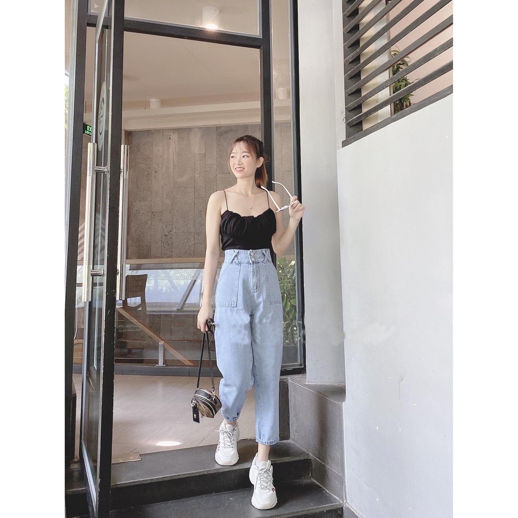 [HCM]Quần baggy jean nữ ống rộng - baggy jean nữ lưng cao khoe dáng - baggy jean nữ ống suông chất jean cao cấp siêu hot siêu đẹp thời trang julyshop94 ls006