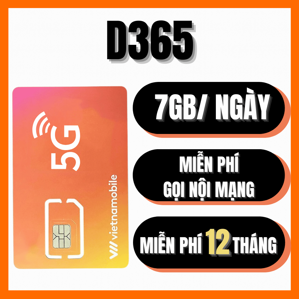   FREE 1 NĂM  Sim 4G 5G Vietnamobile D365 Tặng 210Gb Tháng Full Data Tốc Độ Cao Không Cần Gia Hạn Từng Tháng | FREESHIP - CHƯA KÍCH HOẠT 