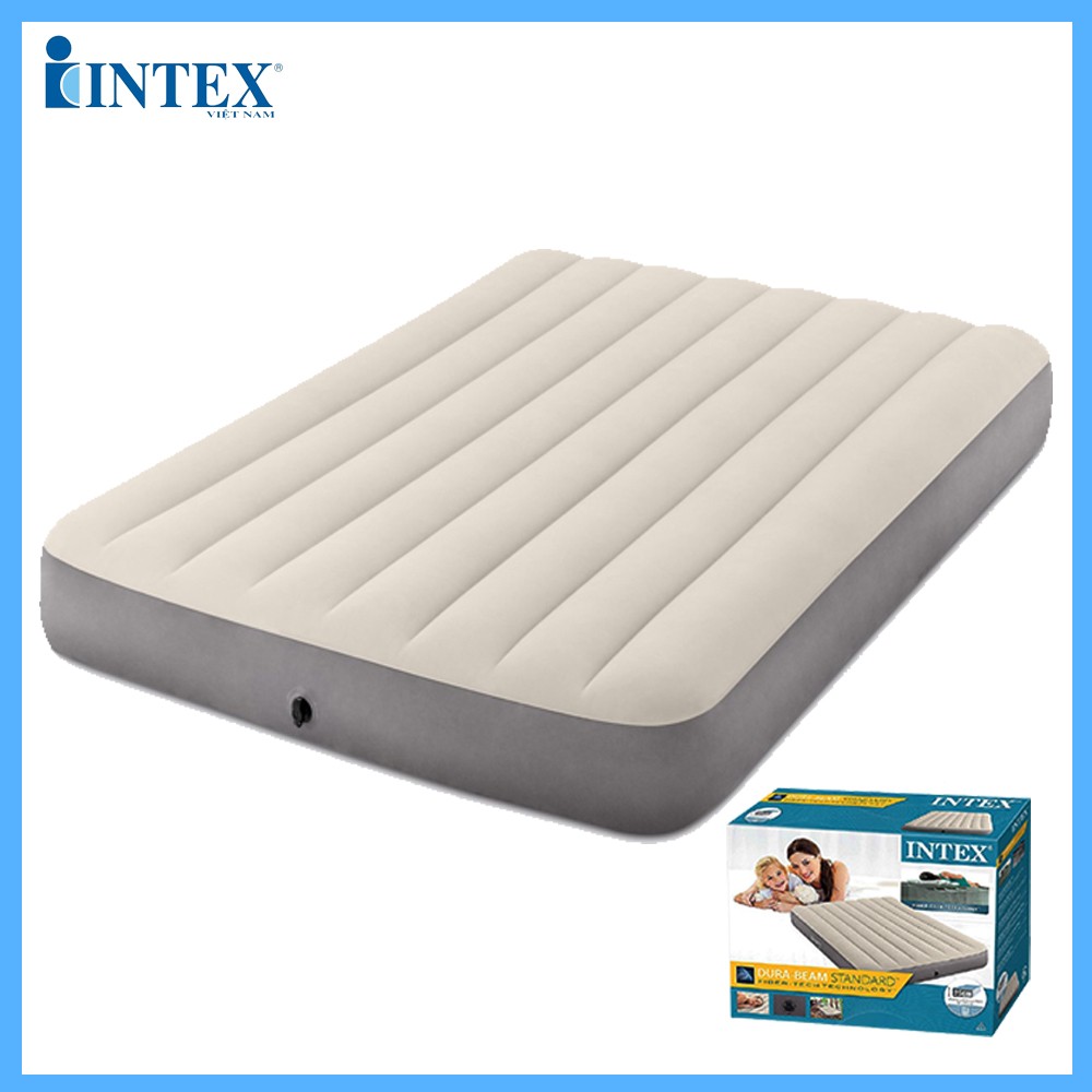 Đệm hơi đôi công nghệ mới chính hãng intex rộng 1m37, dài 1m91 - tăng kèm bơm điện hút xả 2 chiều