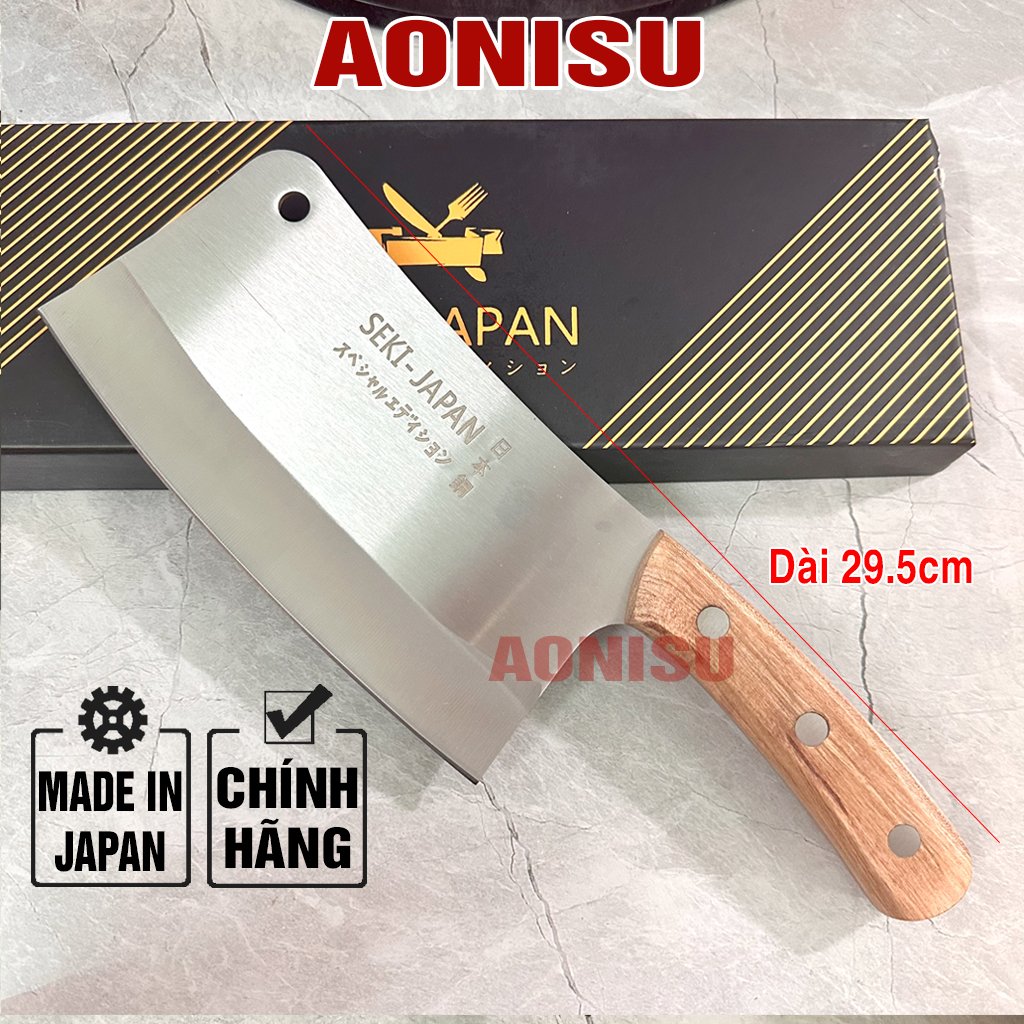 Dao chặt xương nhật bản seki cực bén cao cấp - dao chặt gà chính hãng japan dao nhà bếp cắt thịt inox cán gỗ giá sỉ - dụng cụ làm bếp aonisu