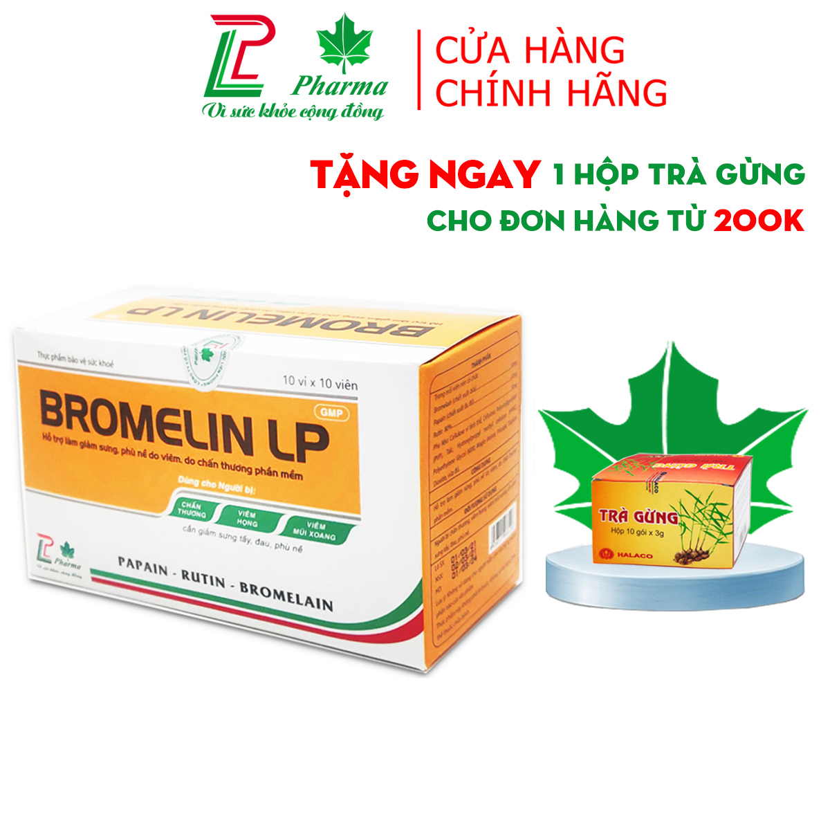 Viên uống giảm phù nề Bromelin LP Pharma- Thành phần chiết xuất quả dứa