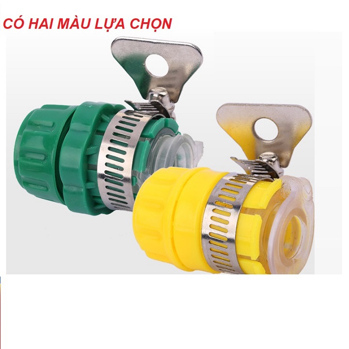 1 CÁI. ĐẦU NỐI NHỰA. NỐI TẠI VÒI NƯỚC CÓ PHI 16mm VÀ 21mm RA NỐI ỐNG 16mm, CÓ KHÓA CỔ DÊ. 767
